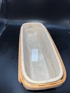 Longaberger Woven Bread Basket Liner Plastic Protector Vintage Decor Signed Rust
